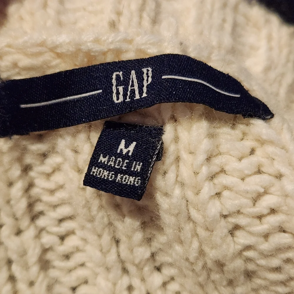 GAP Y2K Cream Cable Knit Cardigan Jacket M